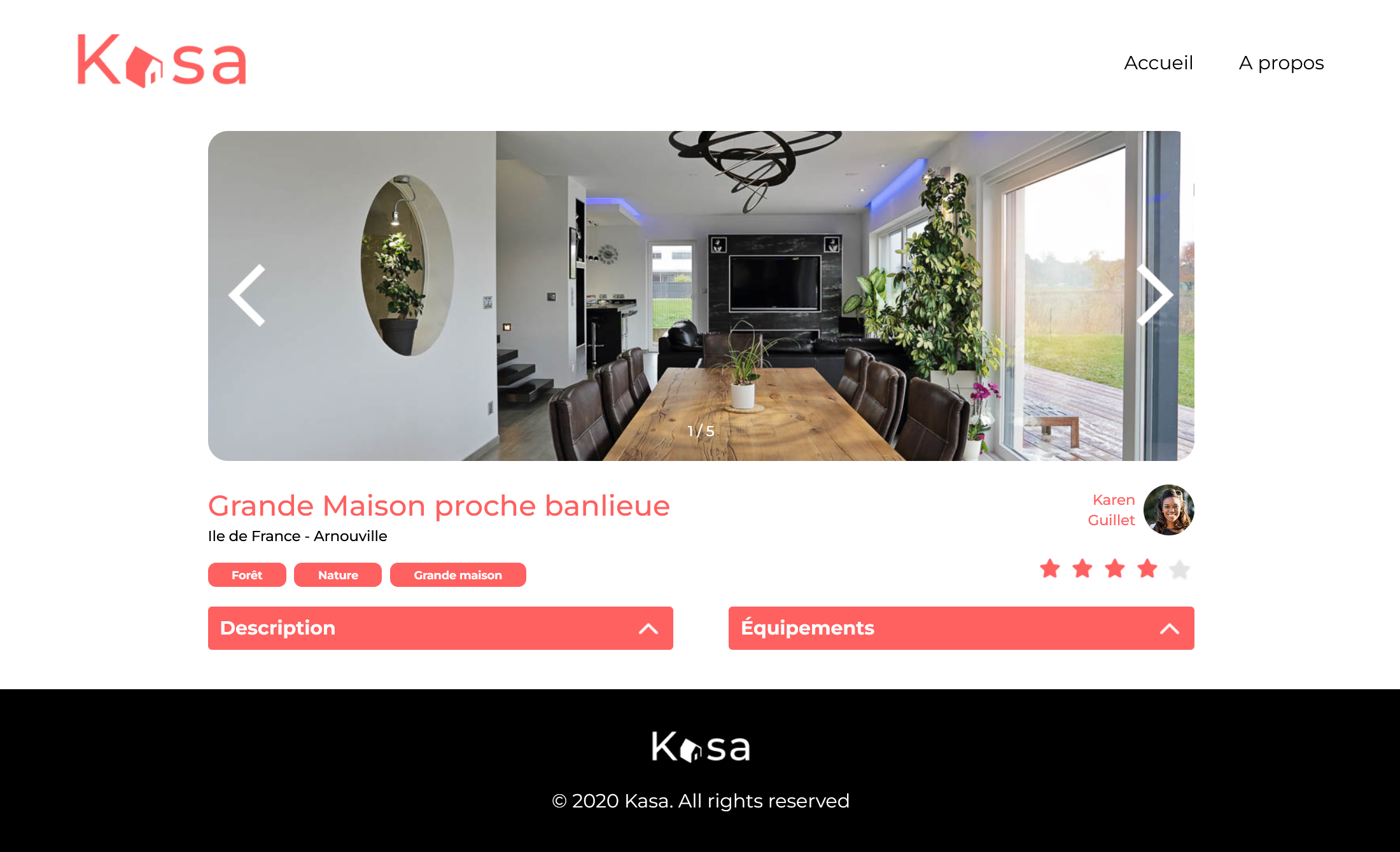 Page de détails d'un appartement